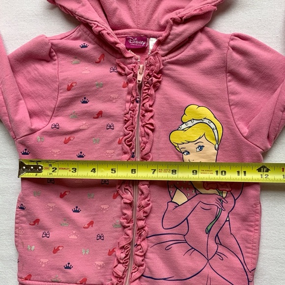 Disney Princess Cinderella Embroidered Ruffled Pink Hoodie Jacket 4T - Picture 11 of 12